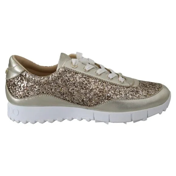 JIMMY CHOO gold glitter sneakers