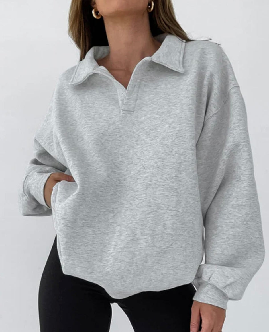 COMMENSE Minimalist Plain Polo Sweatshirt