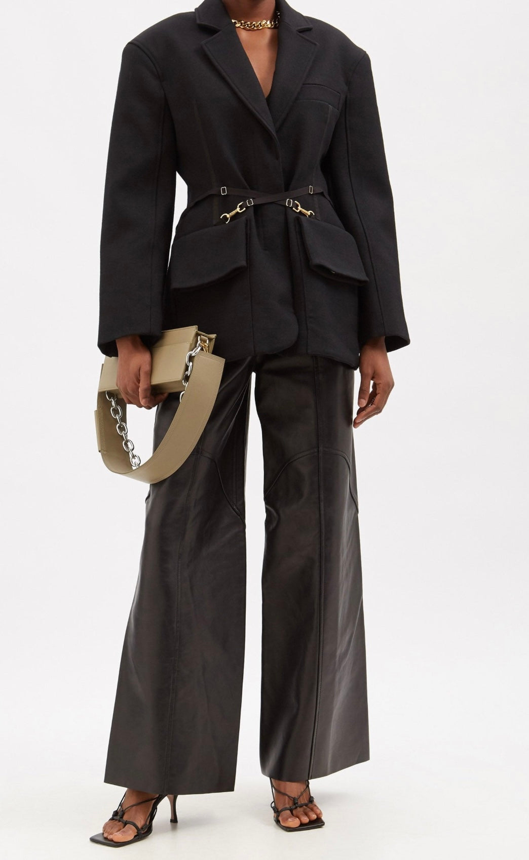 Jacquemus
Women's Black Soco Belted Wool-twill Blazer