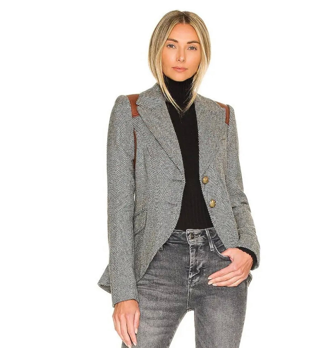 SMYTHE
Rifle-Patch Equestrian Blazergrey - Grey Herringbone & Mahogany Leather