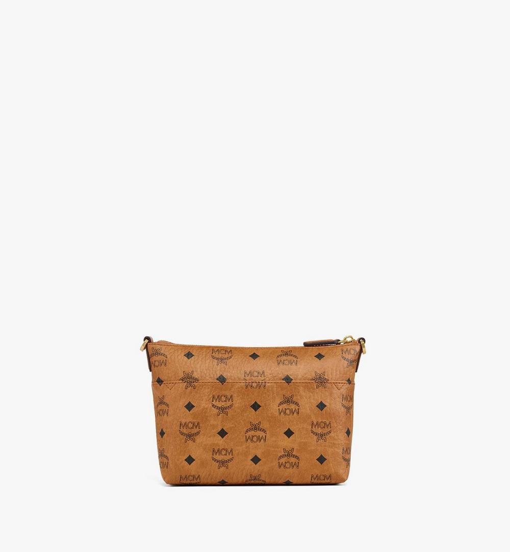 MCM aren crossbody in visetos new with dustbag cognac