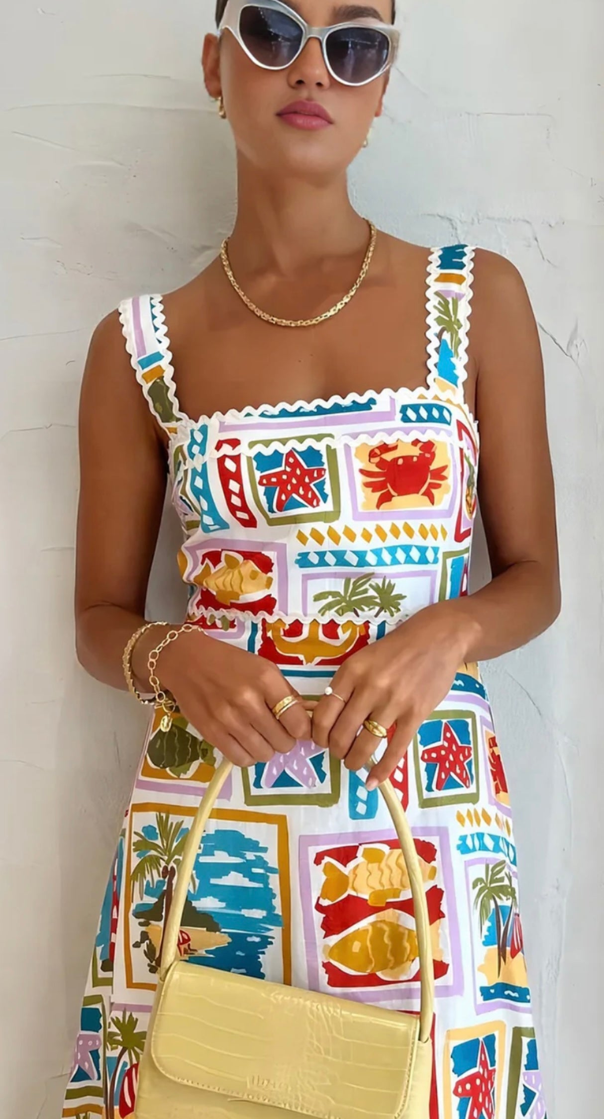 COMMENSE Graffiti Print Sleeveless Long Dress