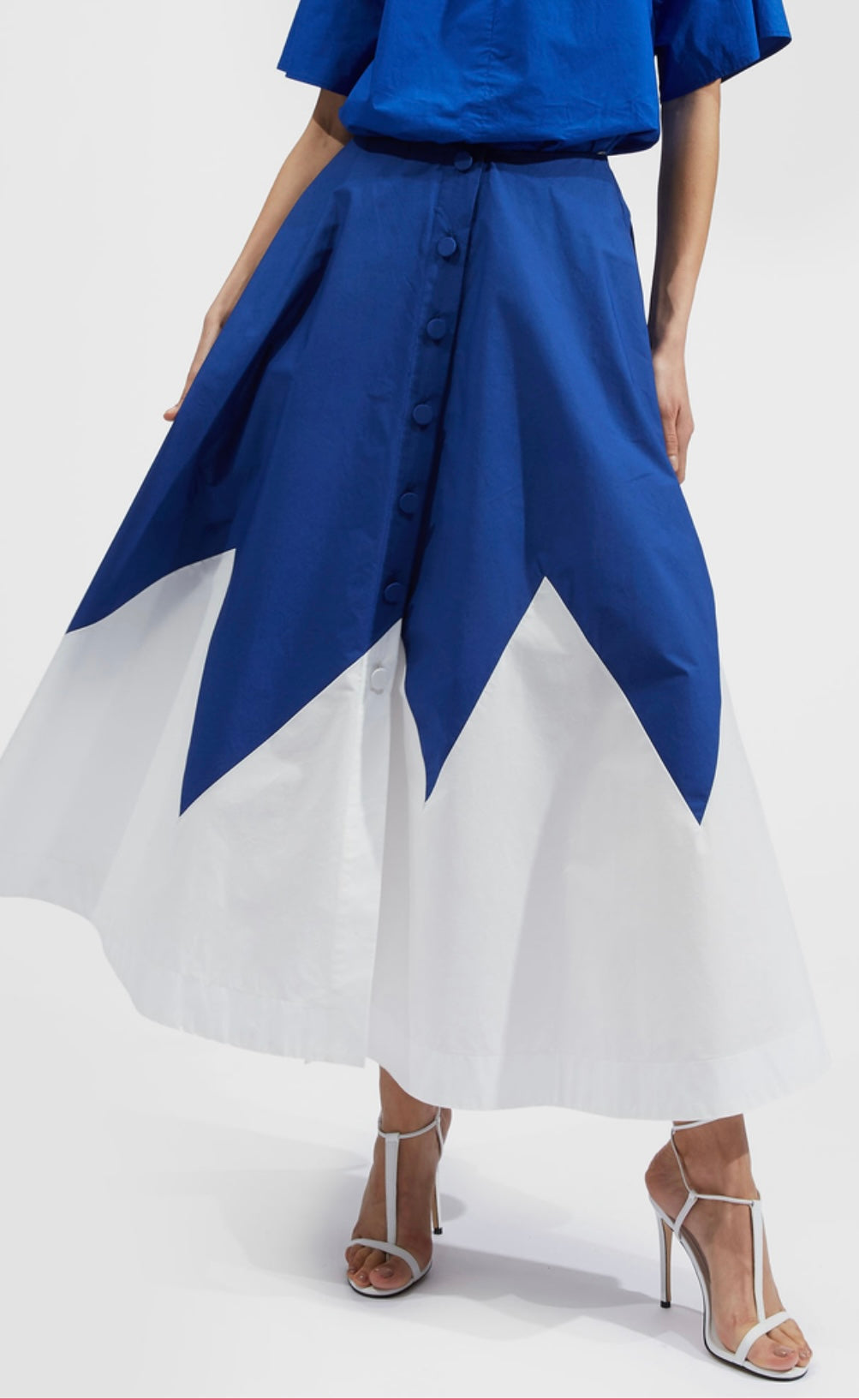 LA DOUBLE J - Holiday Shirt & Skirt in Blue/White
