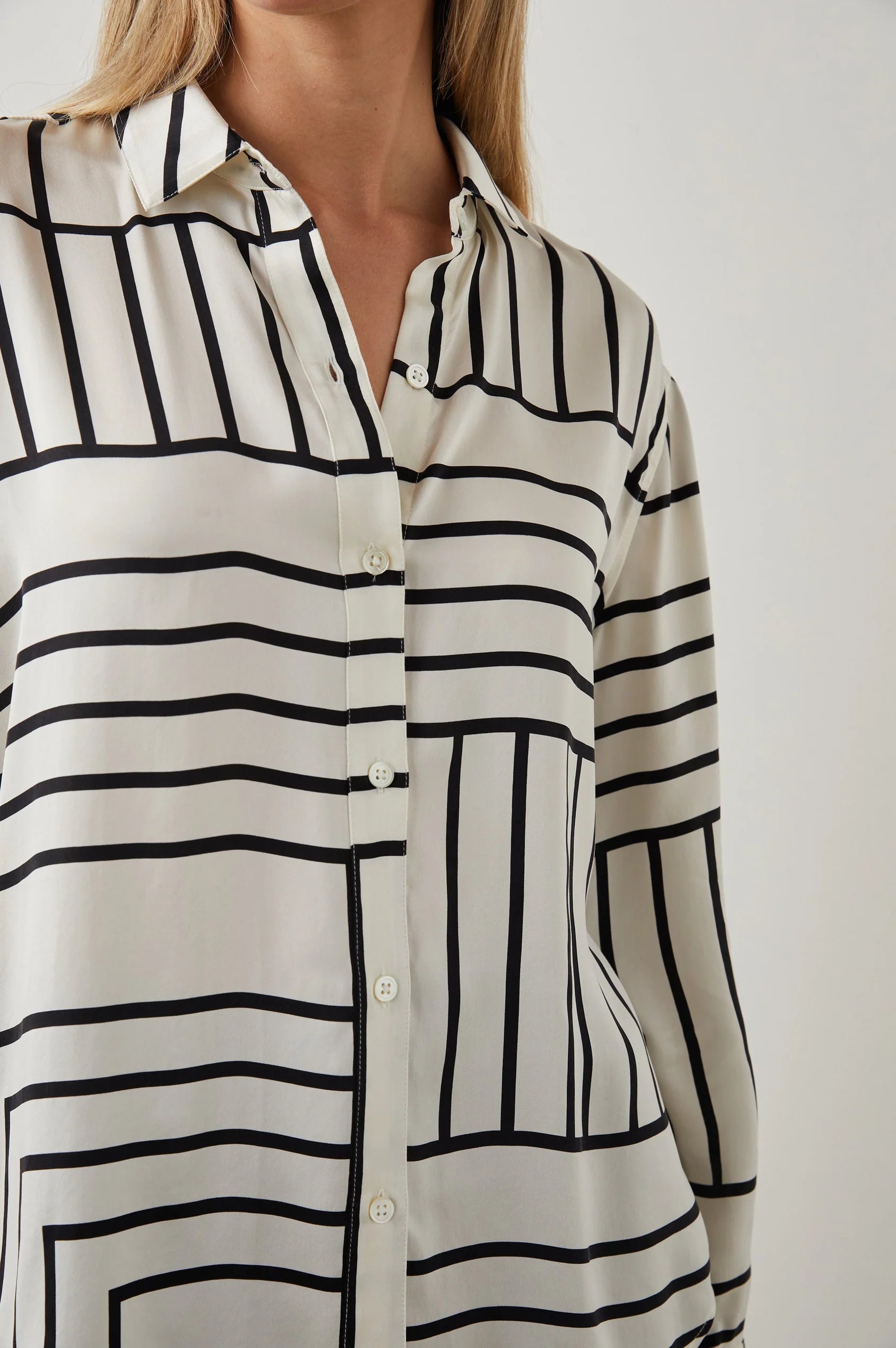 RAILS silk button up with black stripes