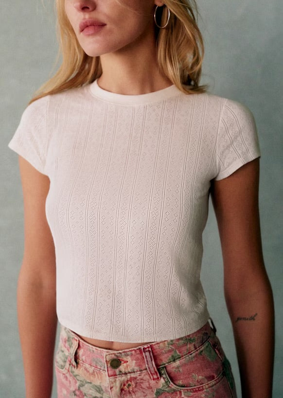 SEZANE pointelle mini tee