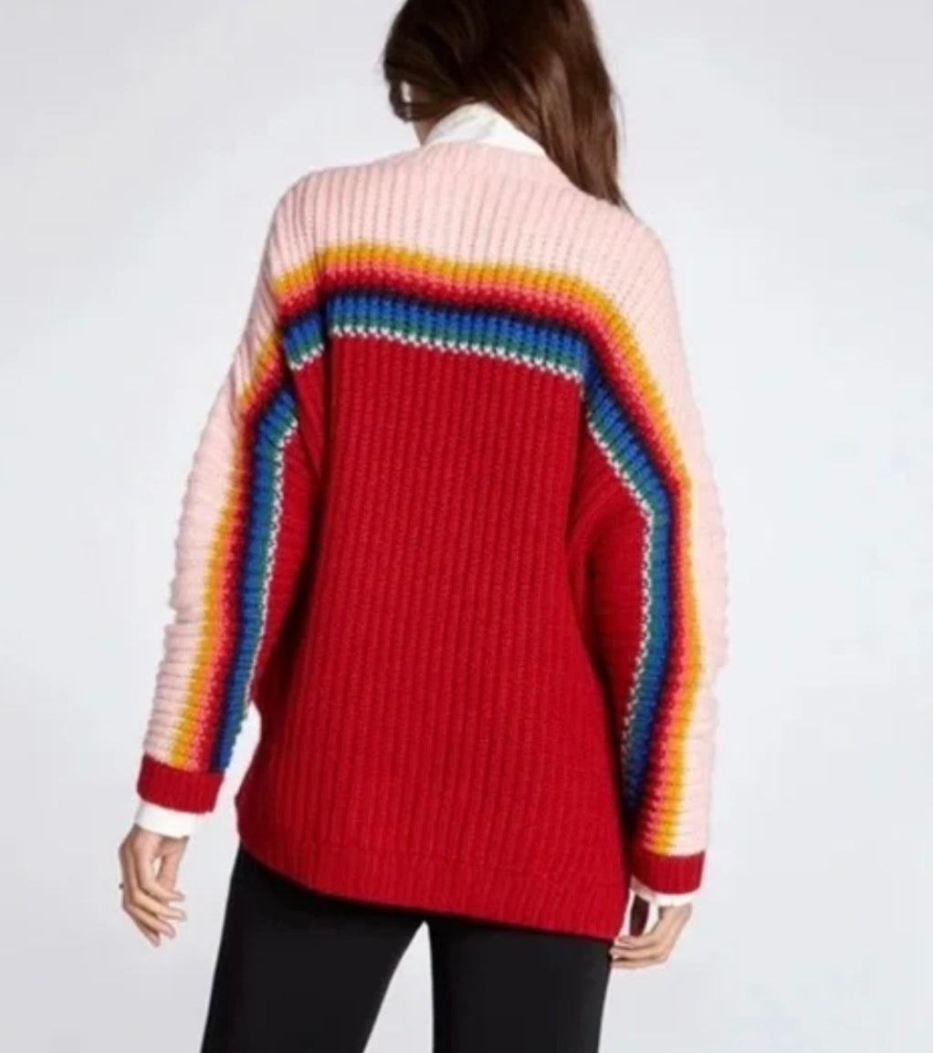 XIRENA Striped Bateau Neckline Sweater- Pink & Red Multi