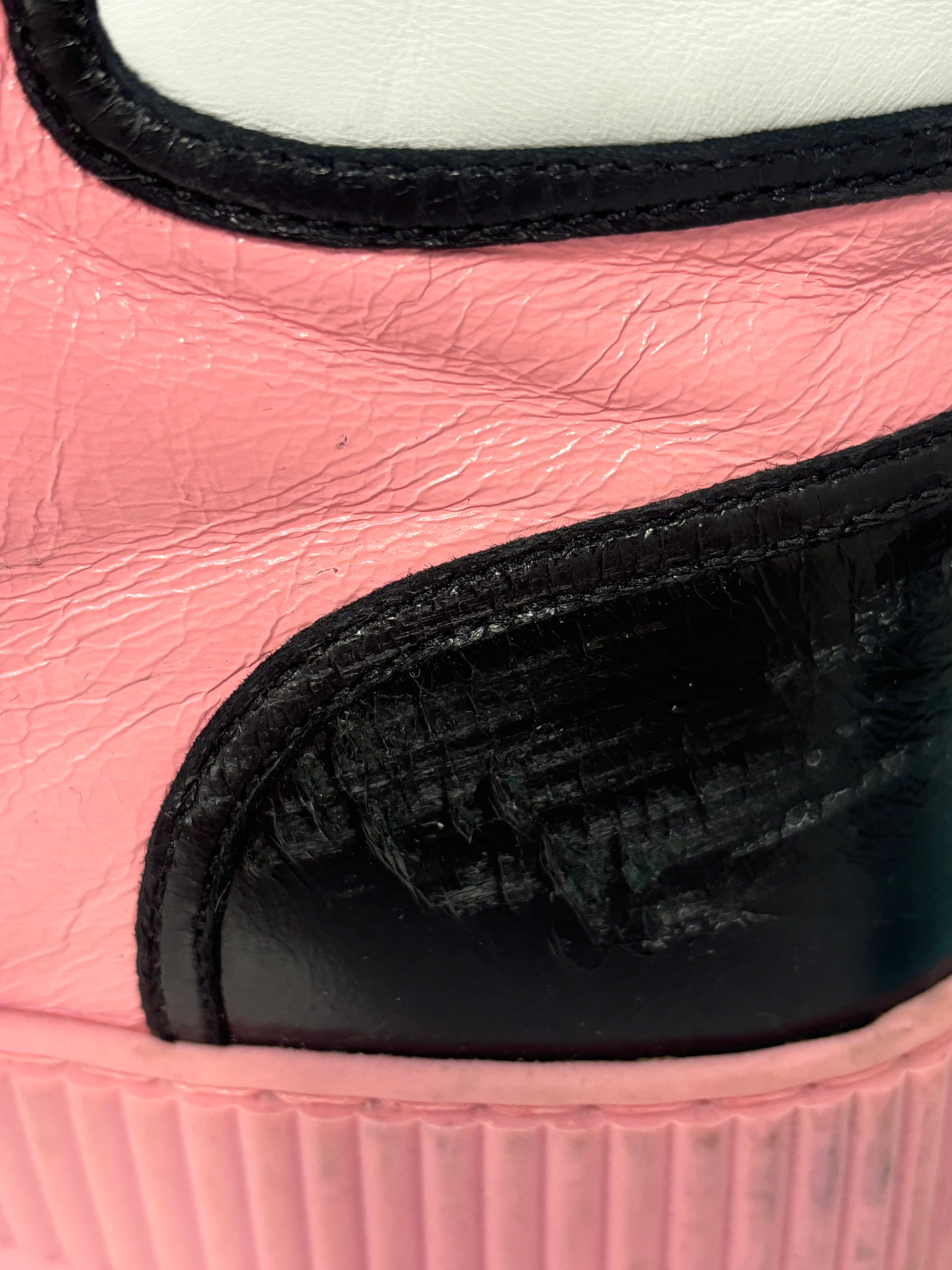 CHANEL pink leather hightop sneakers