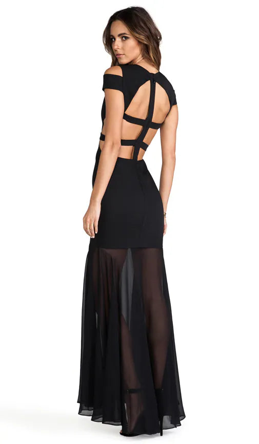 BCBG black cut out back dress