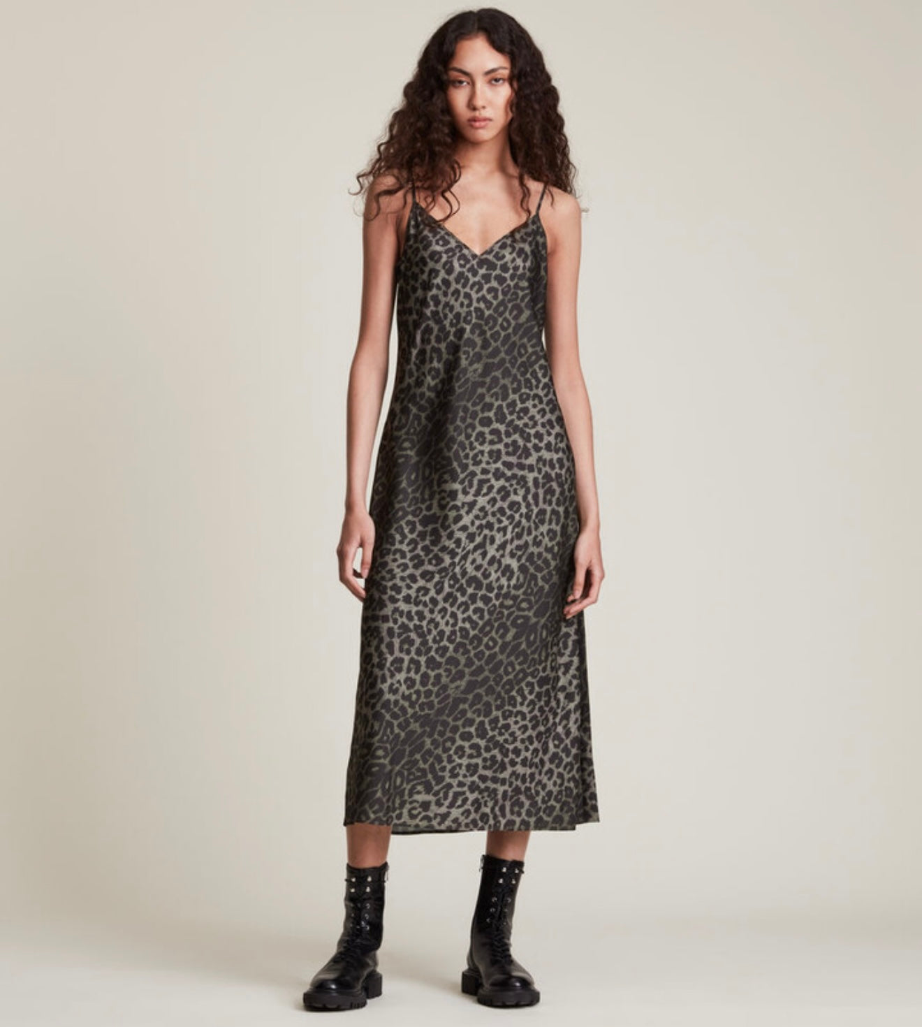 AllSaints - Tierny Leppo Slip Dress | Khaki Green