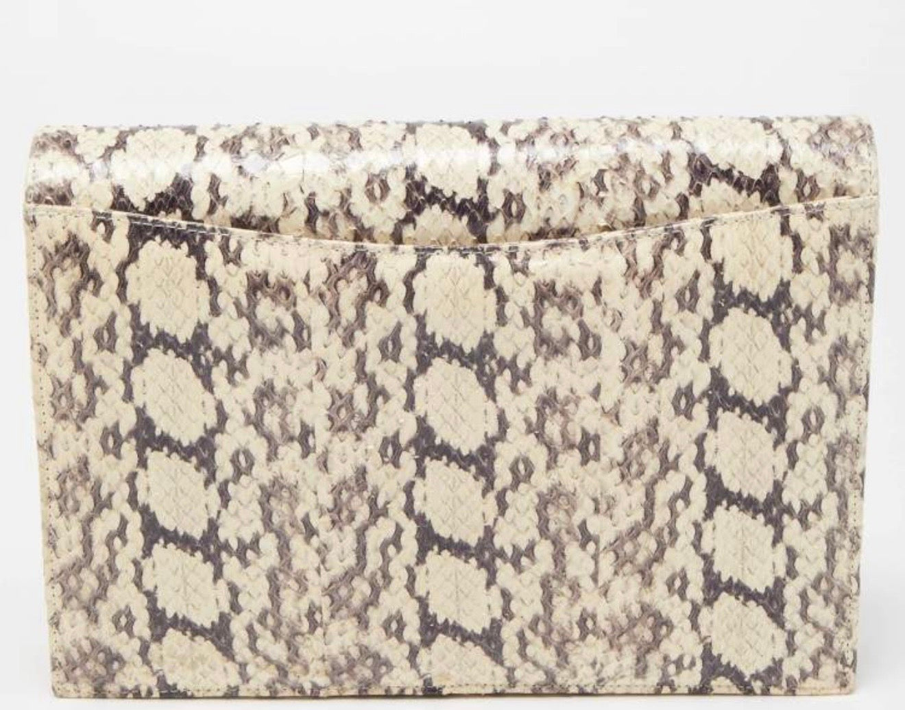 OSCAR DE LA RENTA white +brown snakeskin square bag