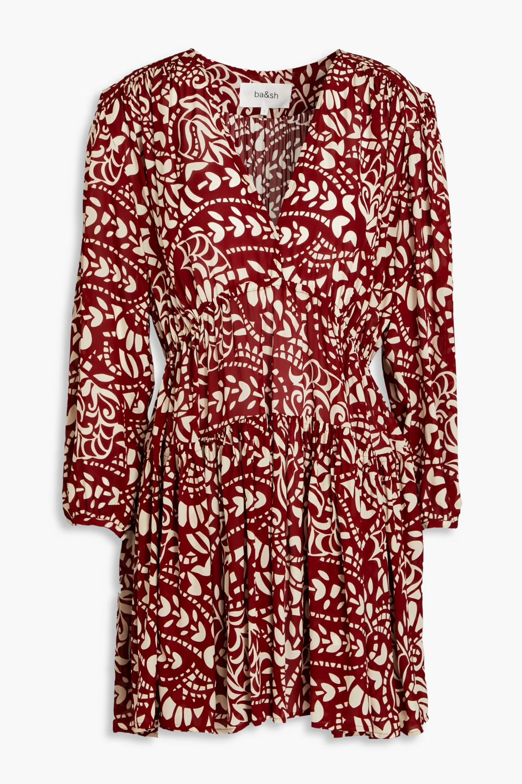 BA&SH Robe Kodile red and white pattern wrap midi dress