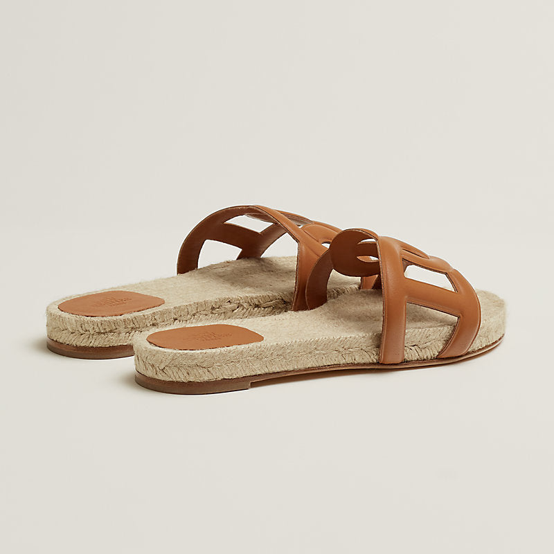 HERMES BROWN ESPADRILLE SANDALS (FAMOSA ESPADRILLES)