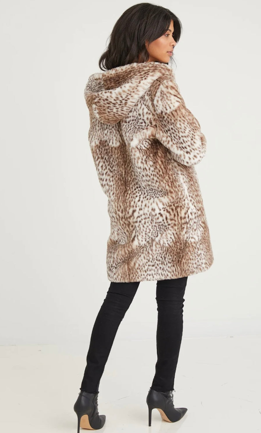 Bella Dahl - Long Hooded Jacket - Snow Leopard