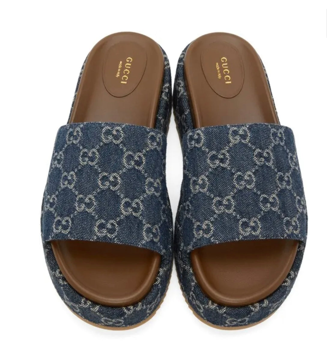 GUCCI
Blue Denim Gg Platform Slide Sandals - 4402 Blue Tea
