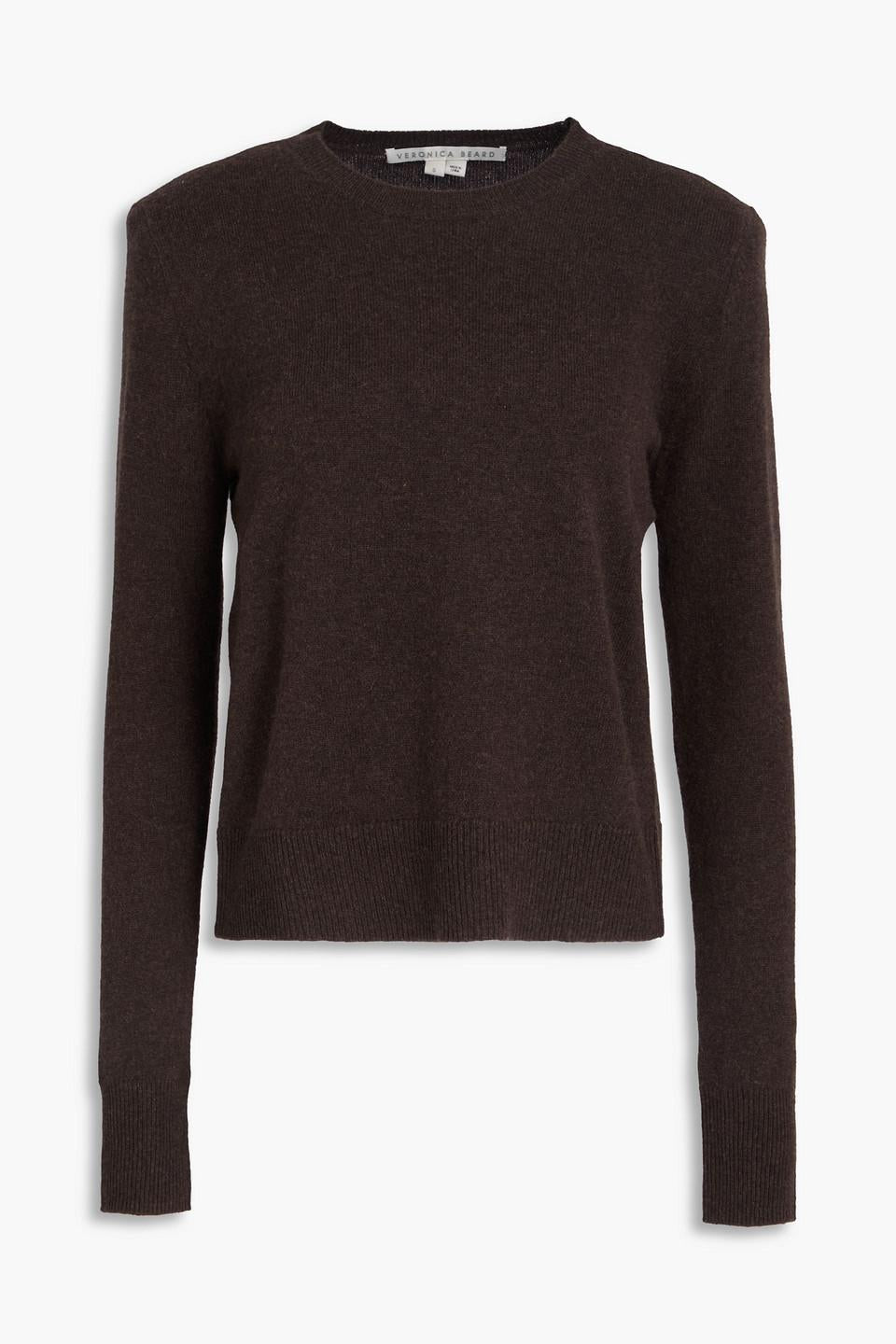 VERONICA BEARD brown cashmere long sleeve with shoulder pads