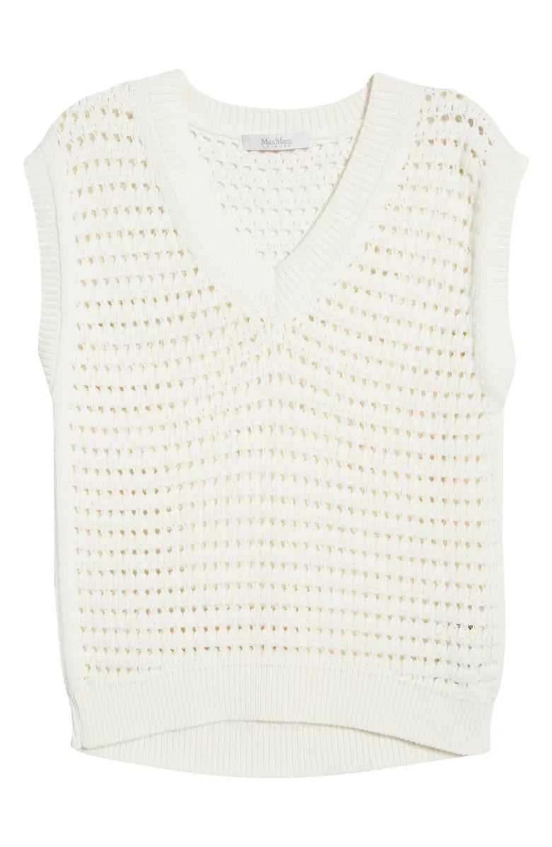 MAX MARA LEISURE white crocet knit vest
