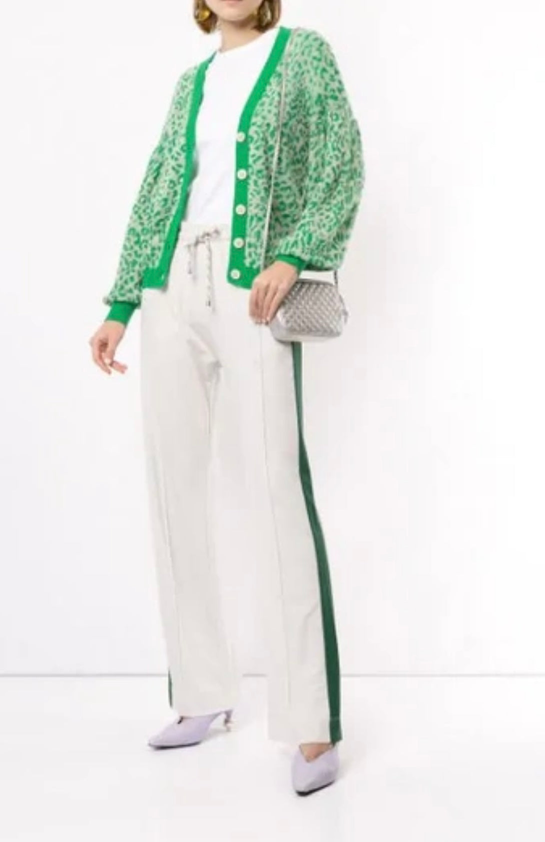 BAUM UND PFERDGARTEN - CELINE LEOPARD PRINT WOOL KNIT CARDIGAN