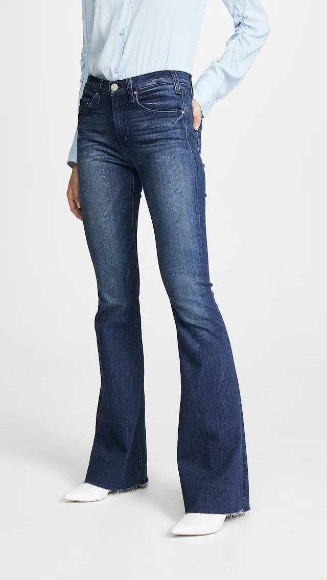 MCGUIRE dark blue flares with frayed hem