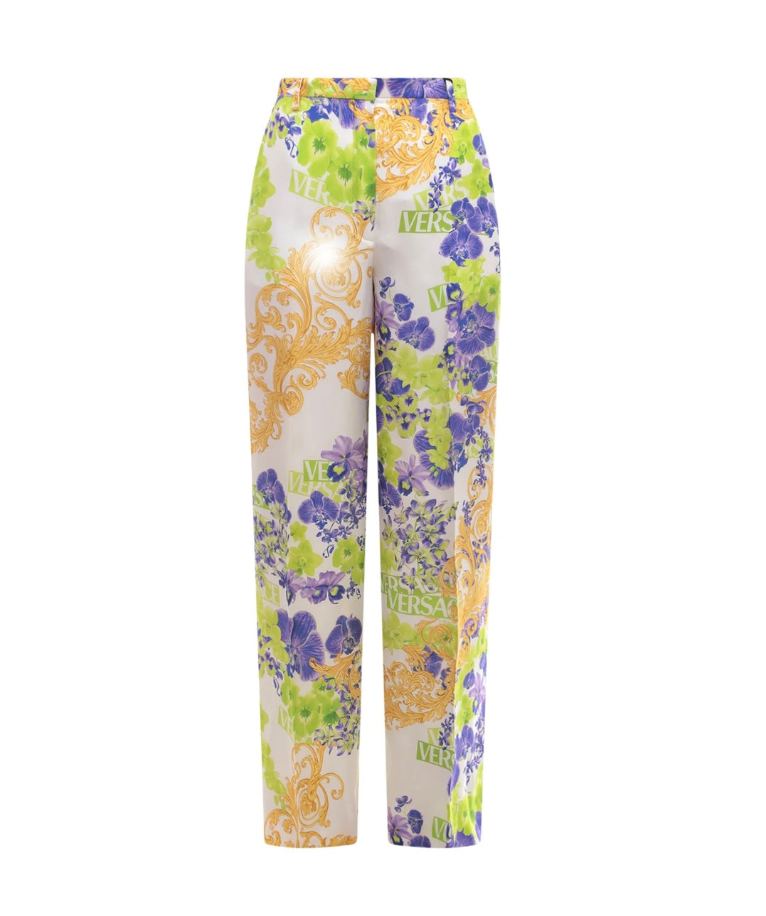 VERSACE Printed straight-leg saint pants