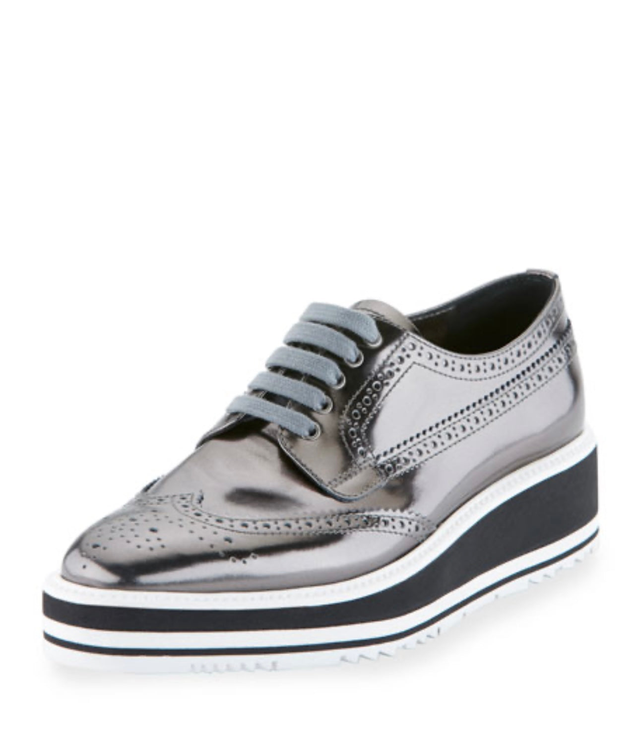 Prada Linea Rossa
Spazzolato Leather Lace-Up Creeper, Anthracite