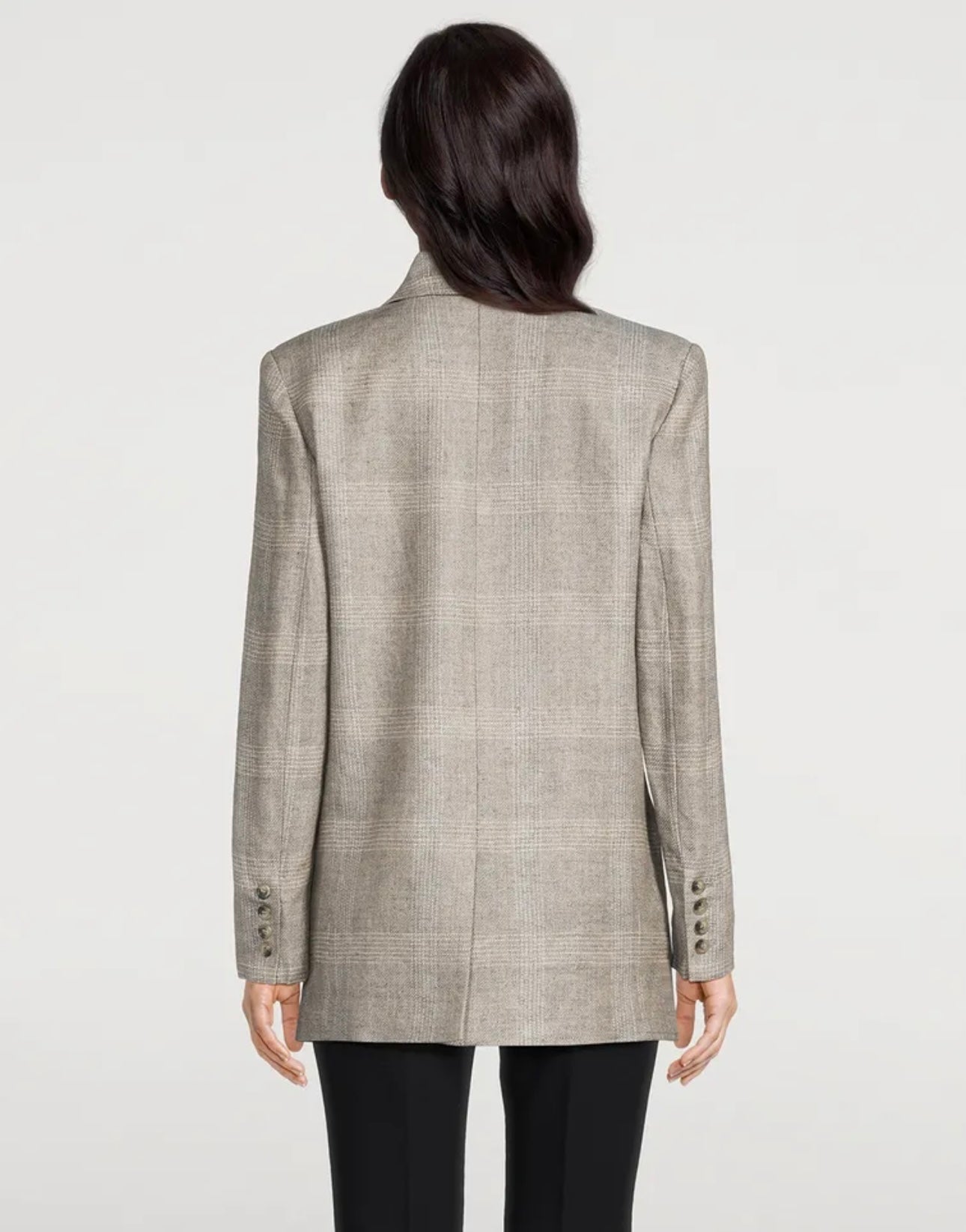 Smythe -
oversized notched lapel blazer - grey glen check