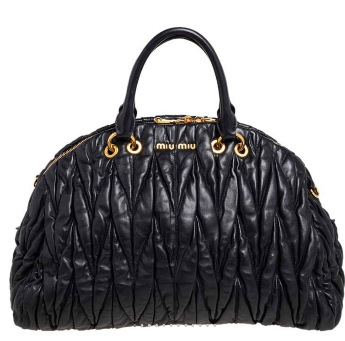 MIU MIU black matelasse leather dome satchel