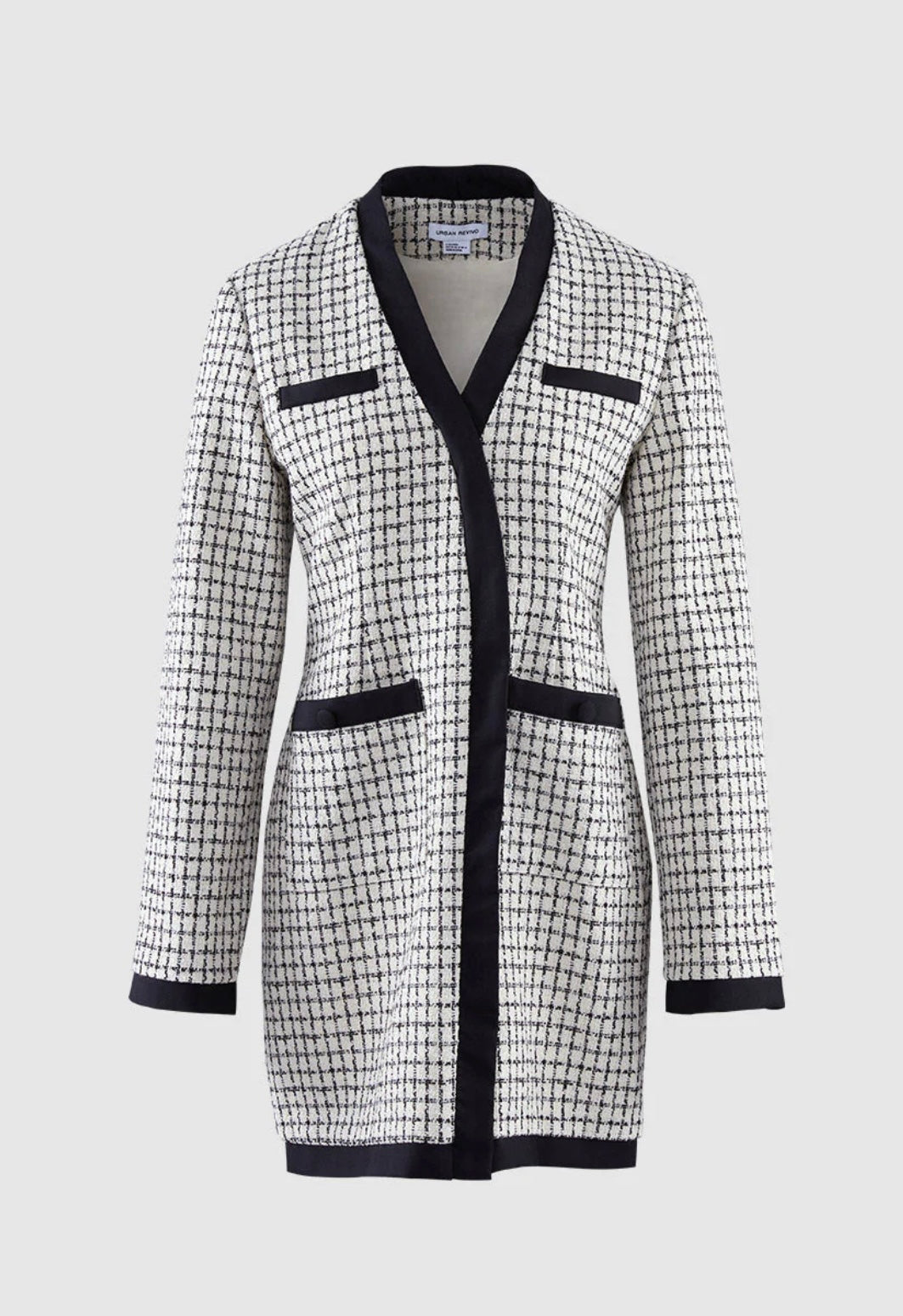 URBAN REVIVO - TWEED PLAID CONTRAST TRIM DRESS