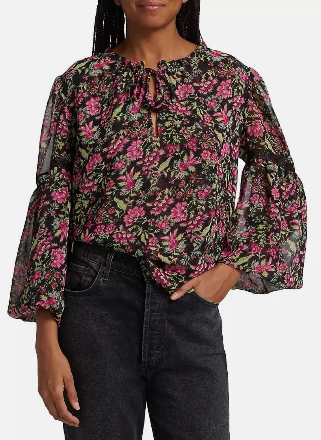 Misa Los Angeles Alicia Floral Flare-Sleeve Blouse