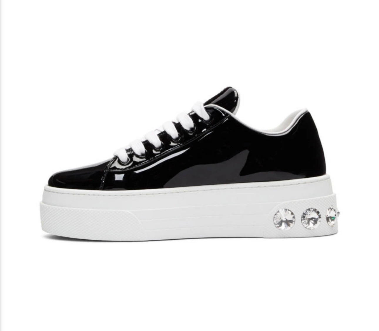 Miu Miu Black Patent Crystal Platform Sneakers Shop Cares Closet