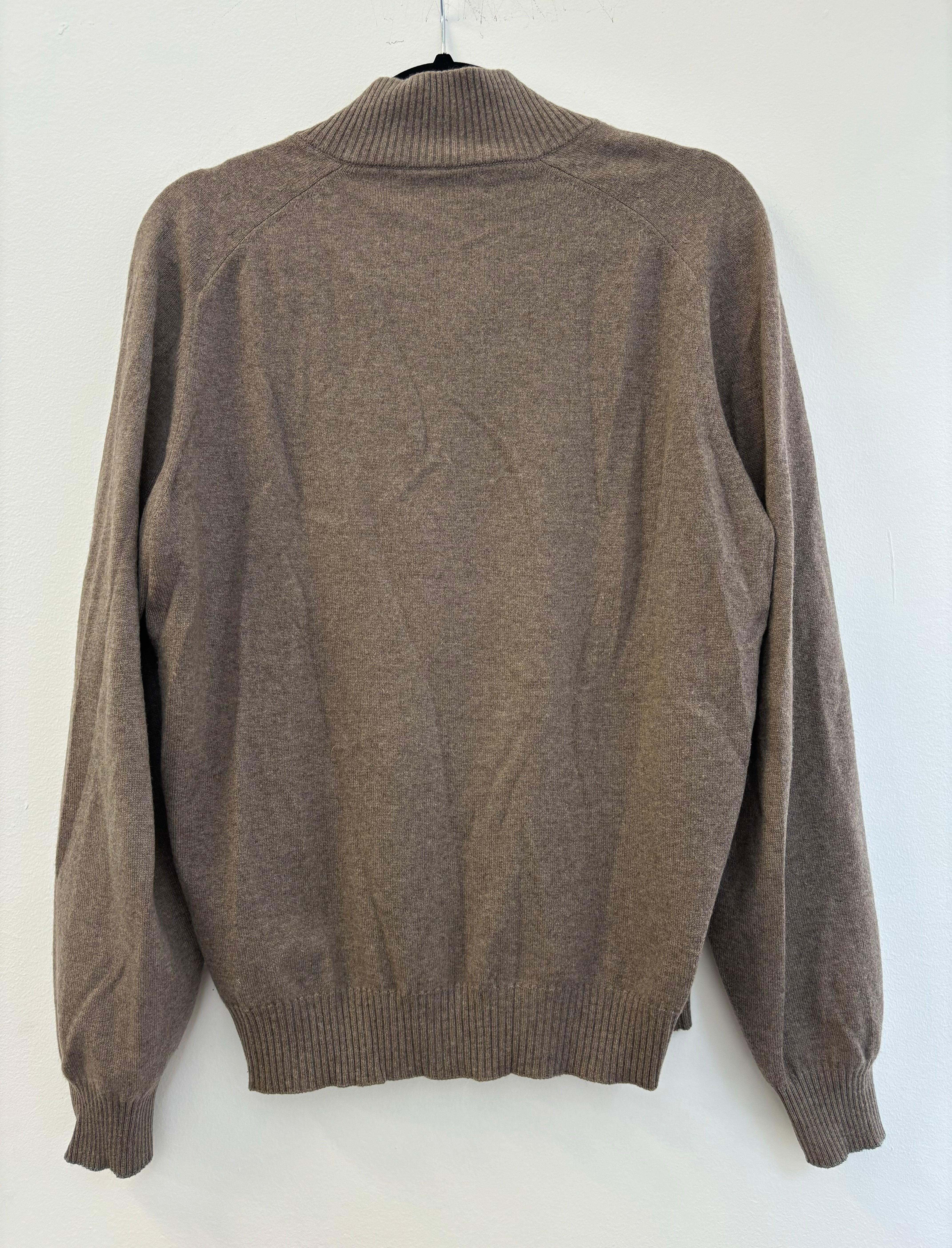 BRUNELLO CUCINELLI brown button up cardigan/long sleeve with front pockets