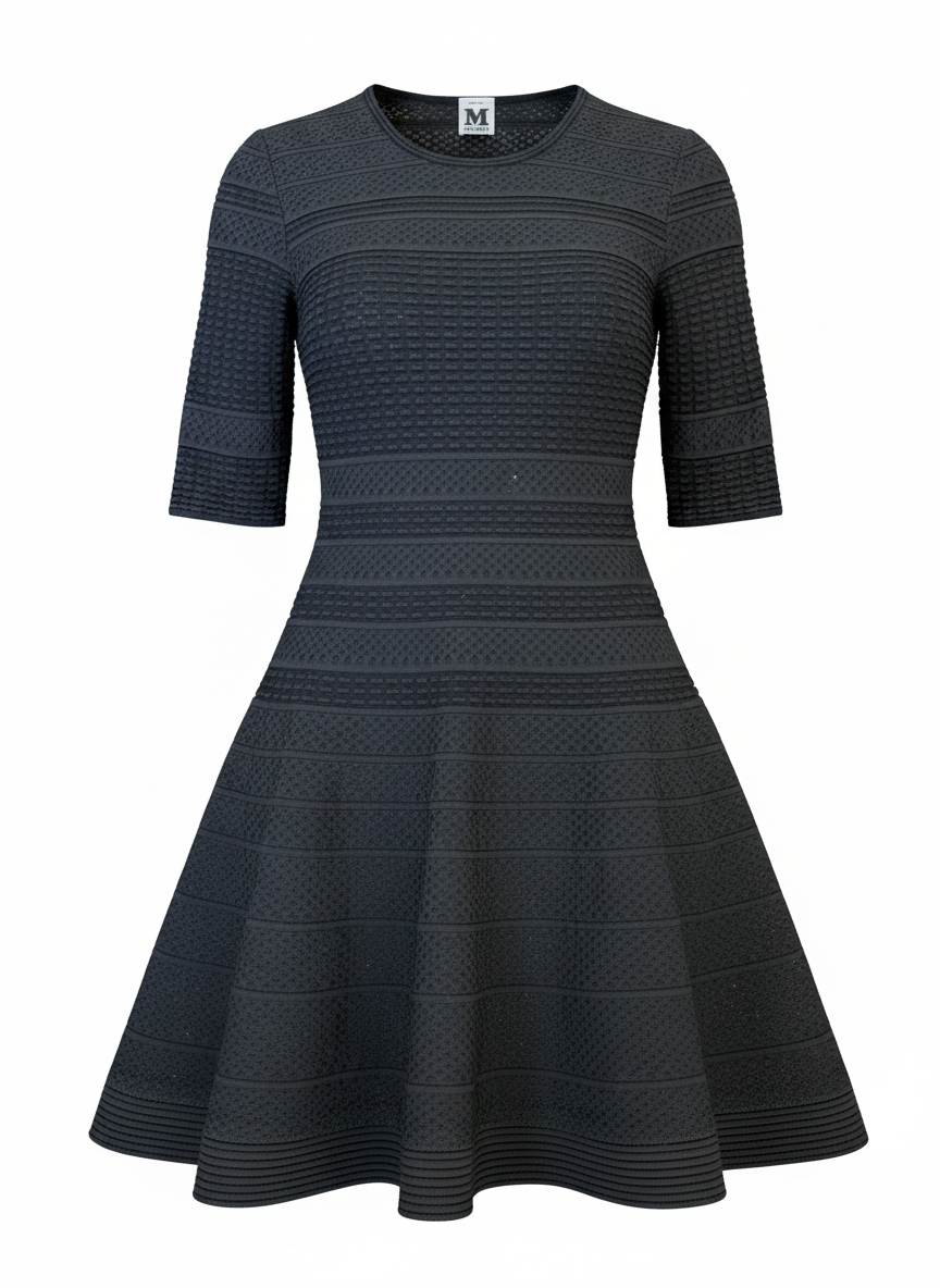 Missoni Black Knit Flared Mini Dress,