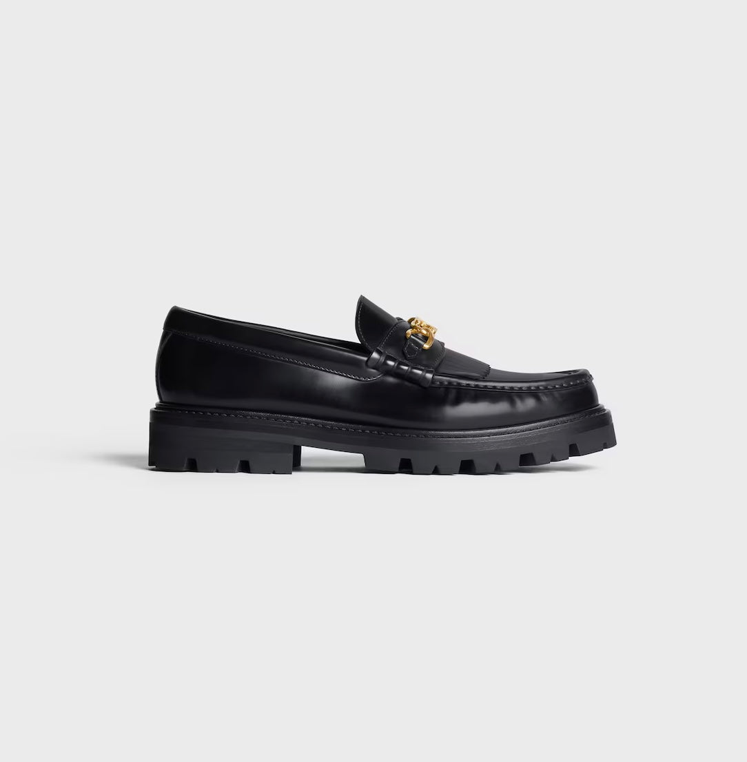 CELINE MARGARET LOAFER WITH TRIOMPHE CHAIN in POLISHED BULL