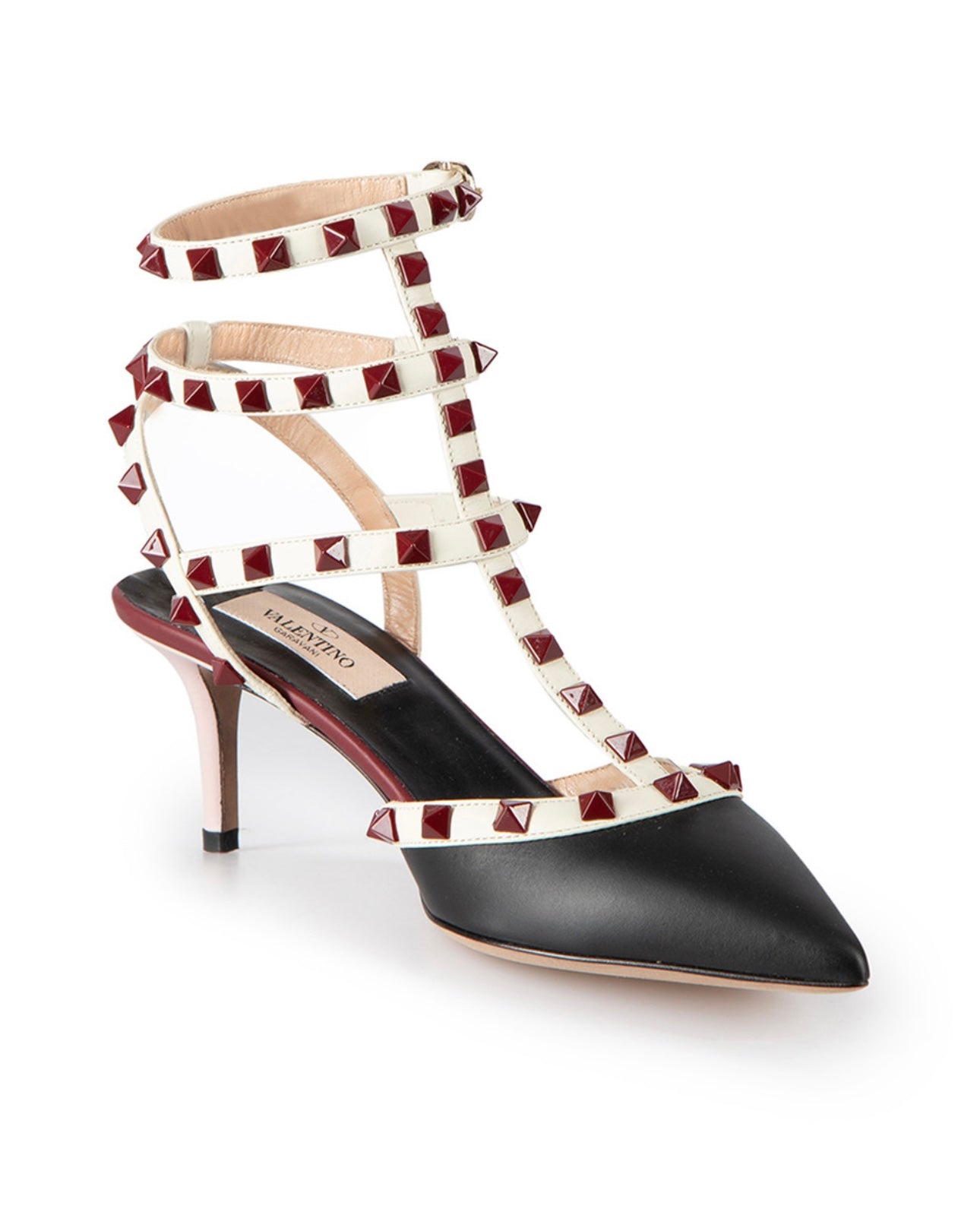 Valentino Cagged Rockstud Ankle Strap Heels