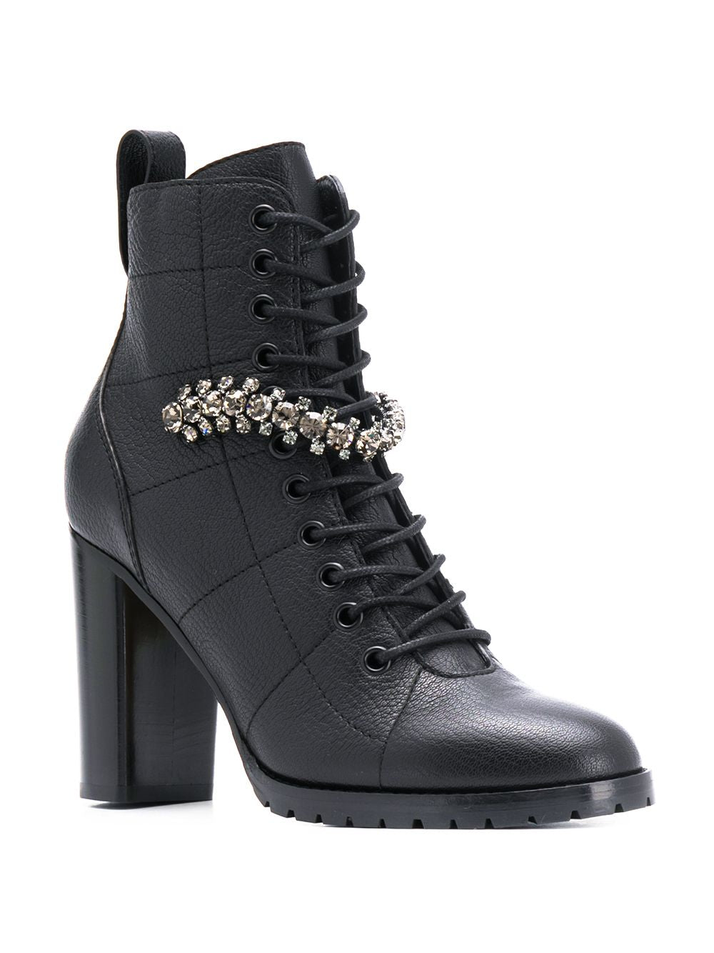 JIMMY CHOO heeled leather booties with jewels