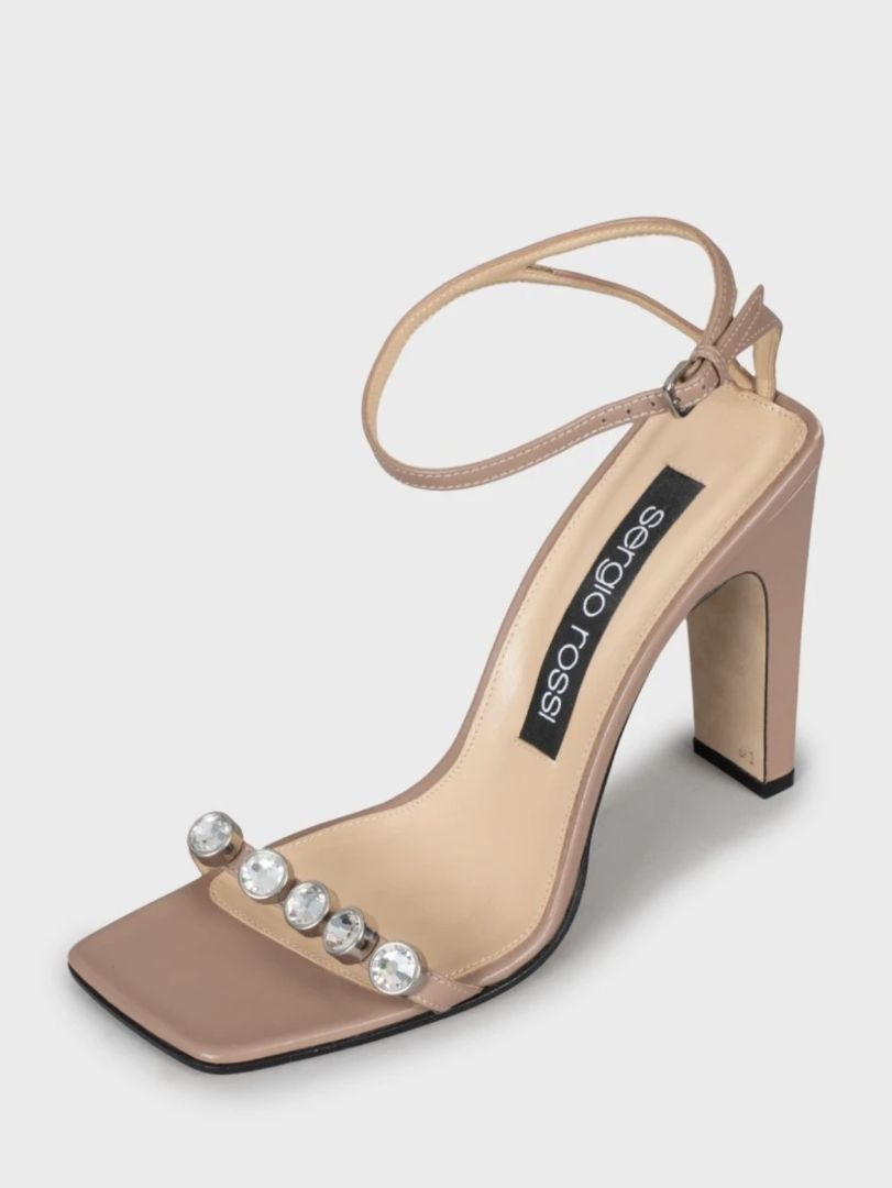Sergio Rossi Square Toe Embellished Heels