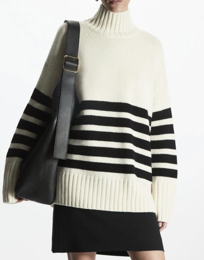 COS 100% Cashmere Striped Turtleneck