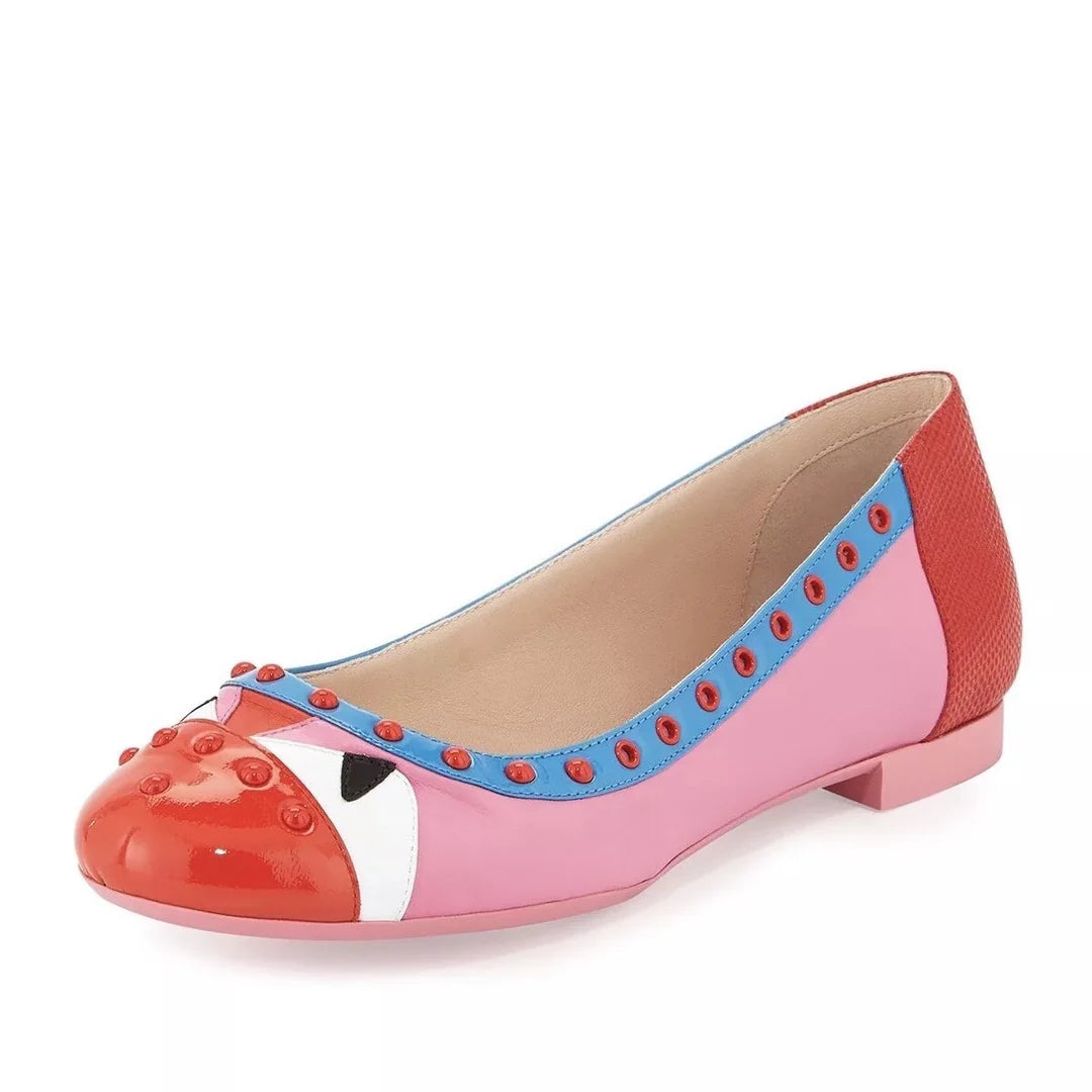 FENDI pink red blue multicolour flats with dots
