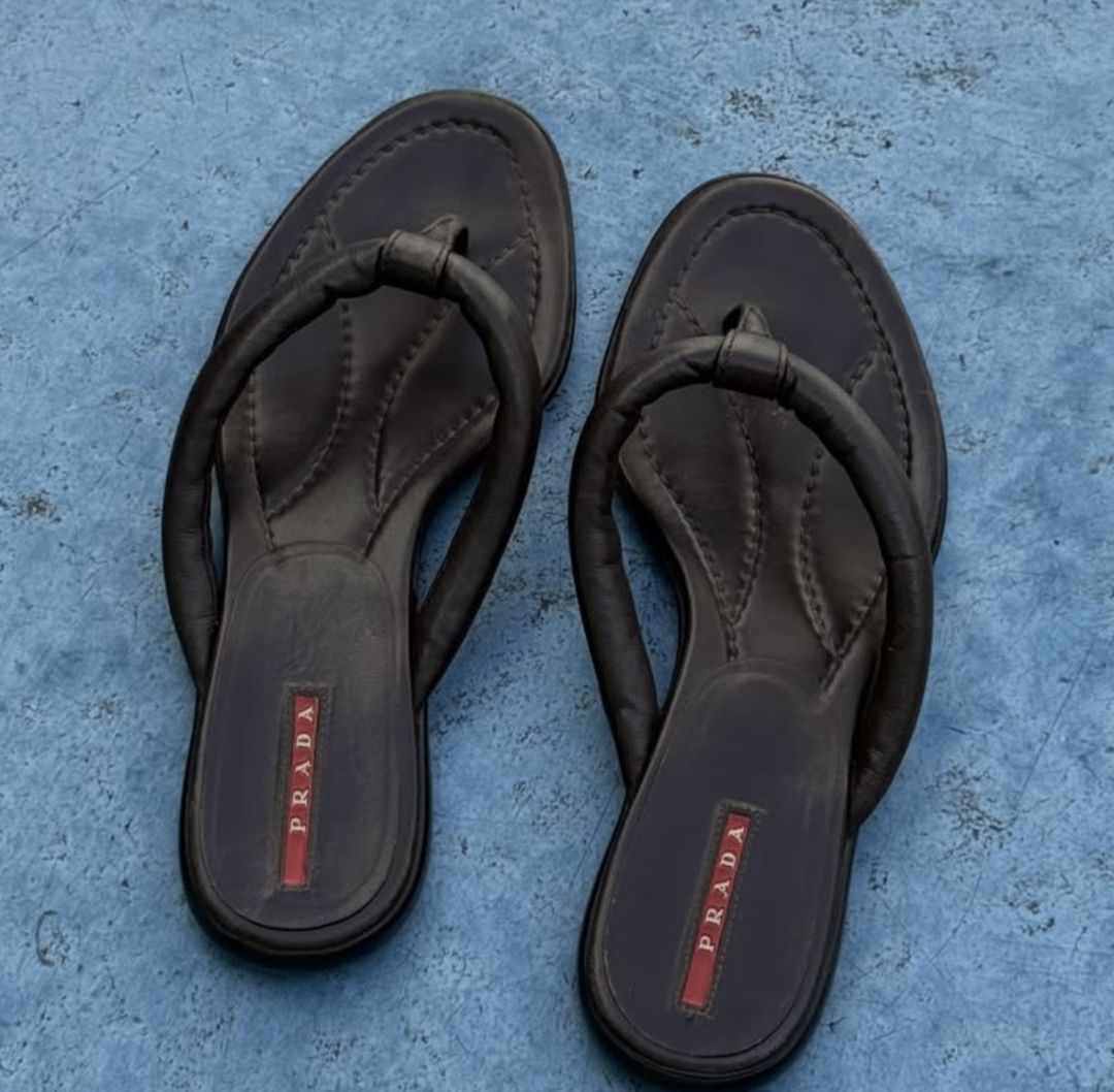 Prada Thick Leather Flip Flop