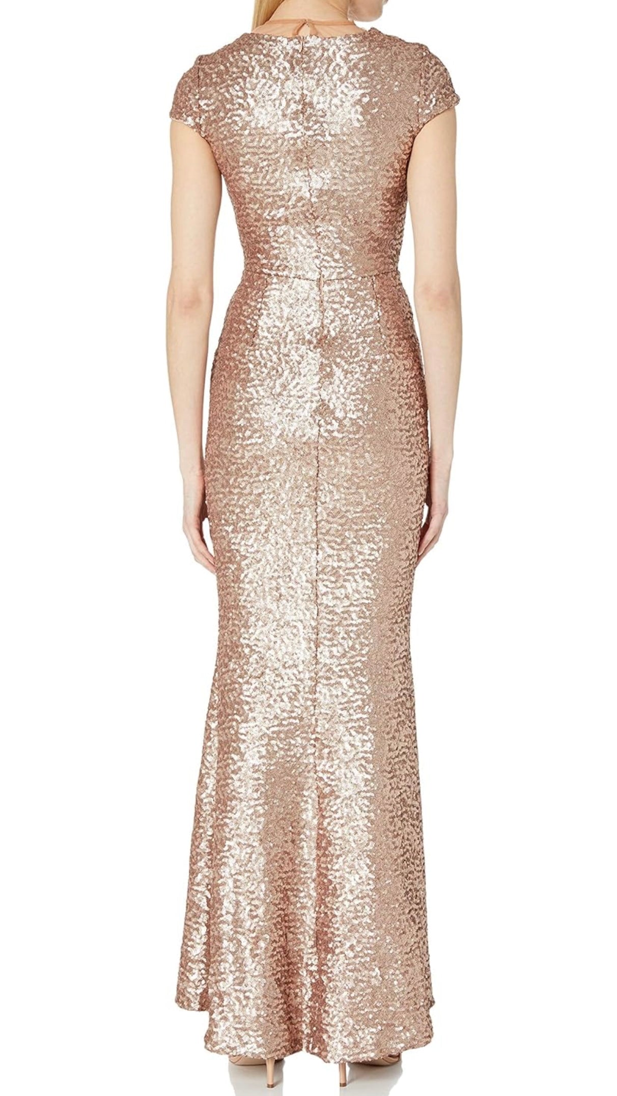 DRESS THE POPULATION gold sequin gown