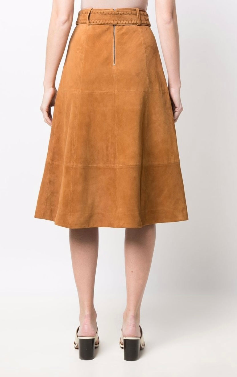 BA&SH suede midi skirt with belt