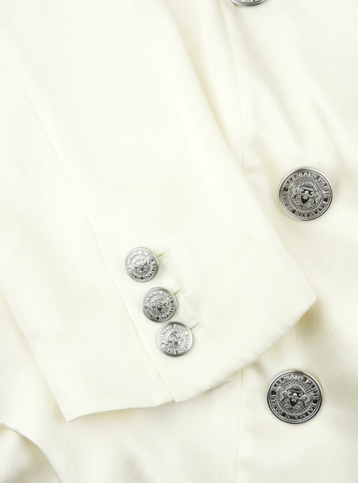 BALMAIN - Ivory Silk Bouble Breasted Draped Blazer Jacket