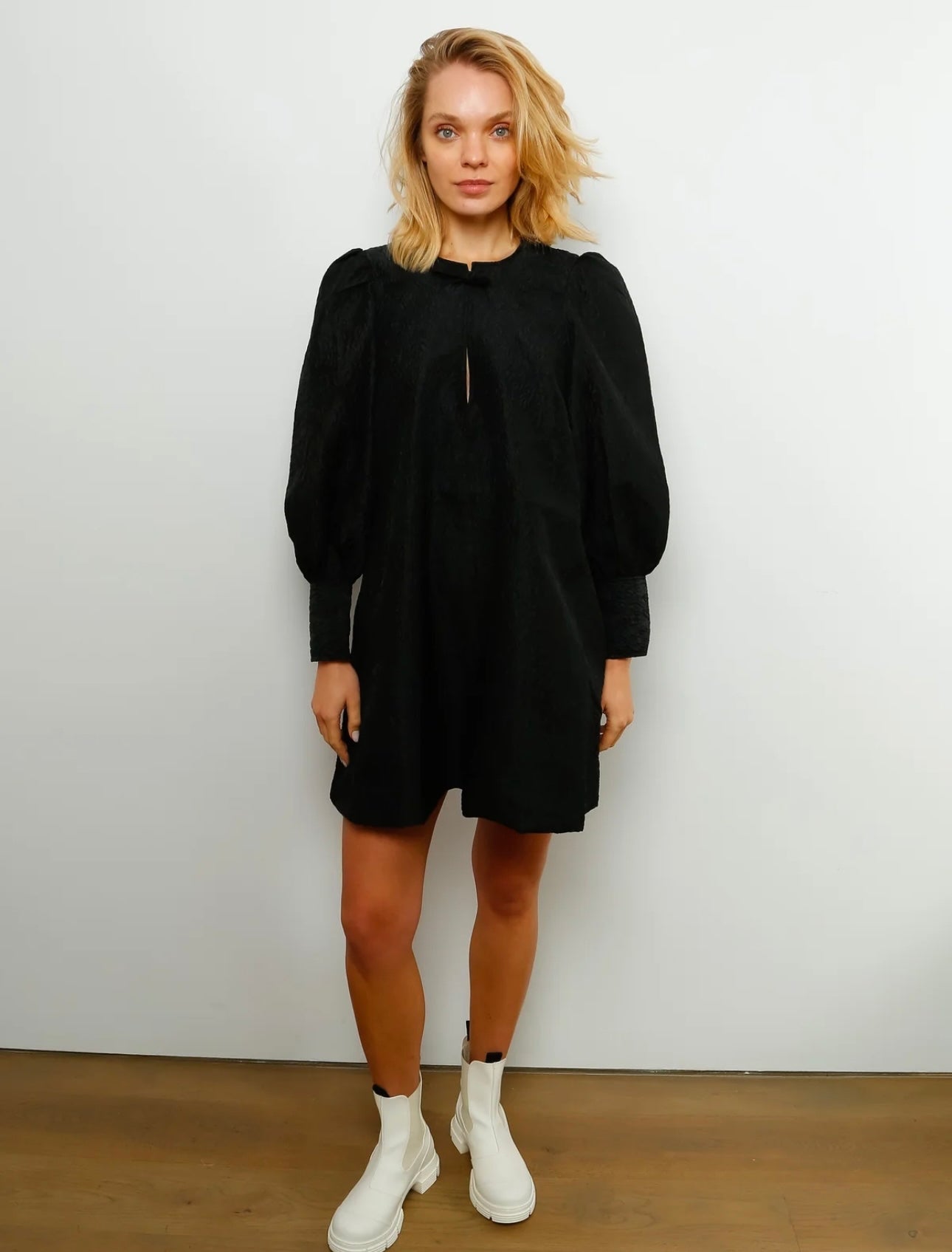 GANNI - Jacquard Organza Midi Dress in Black