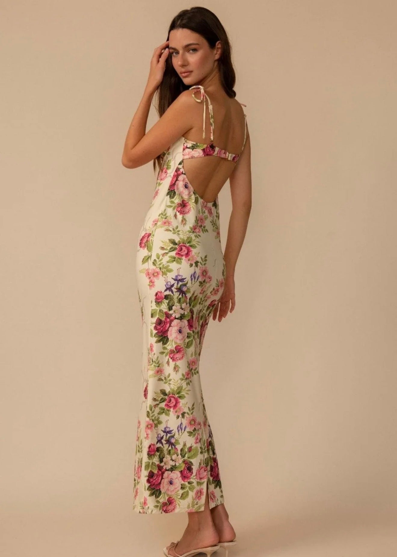 montce bouquet Petal Long Slip Dress