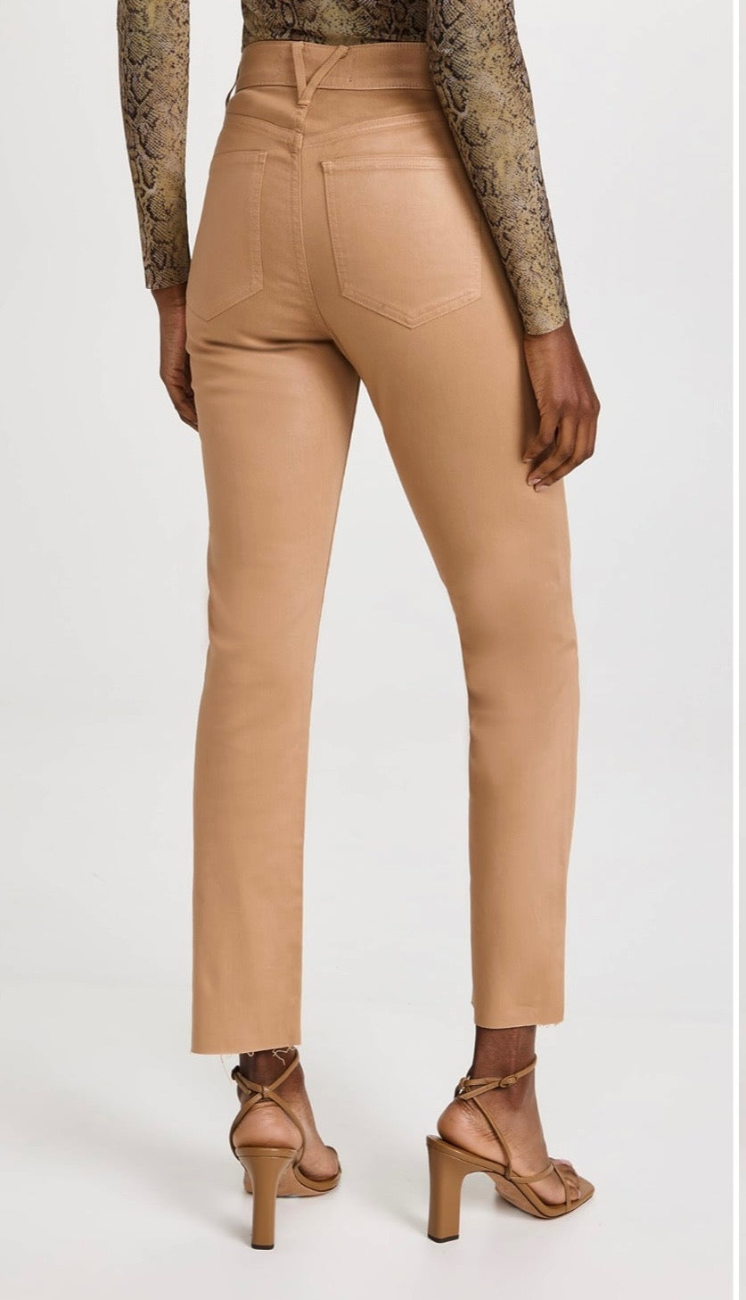VERONICA BEARD Ryleigh slim straight high rise camel coated pants