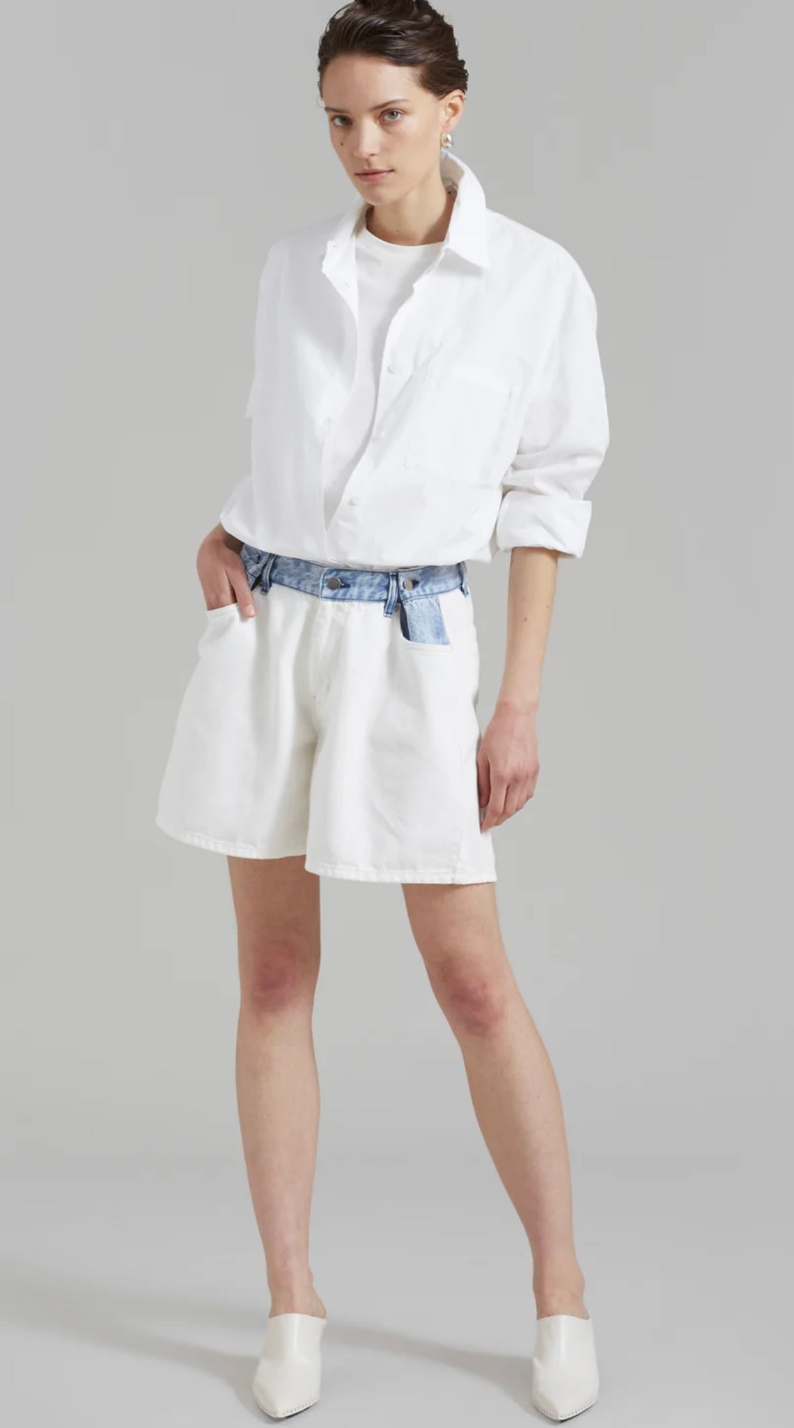 THE FRANKIE SHOP light blue/white shorts