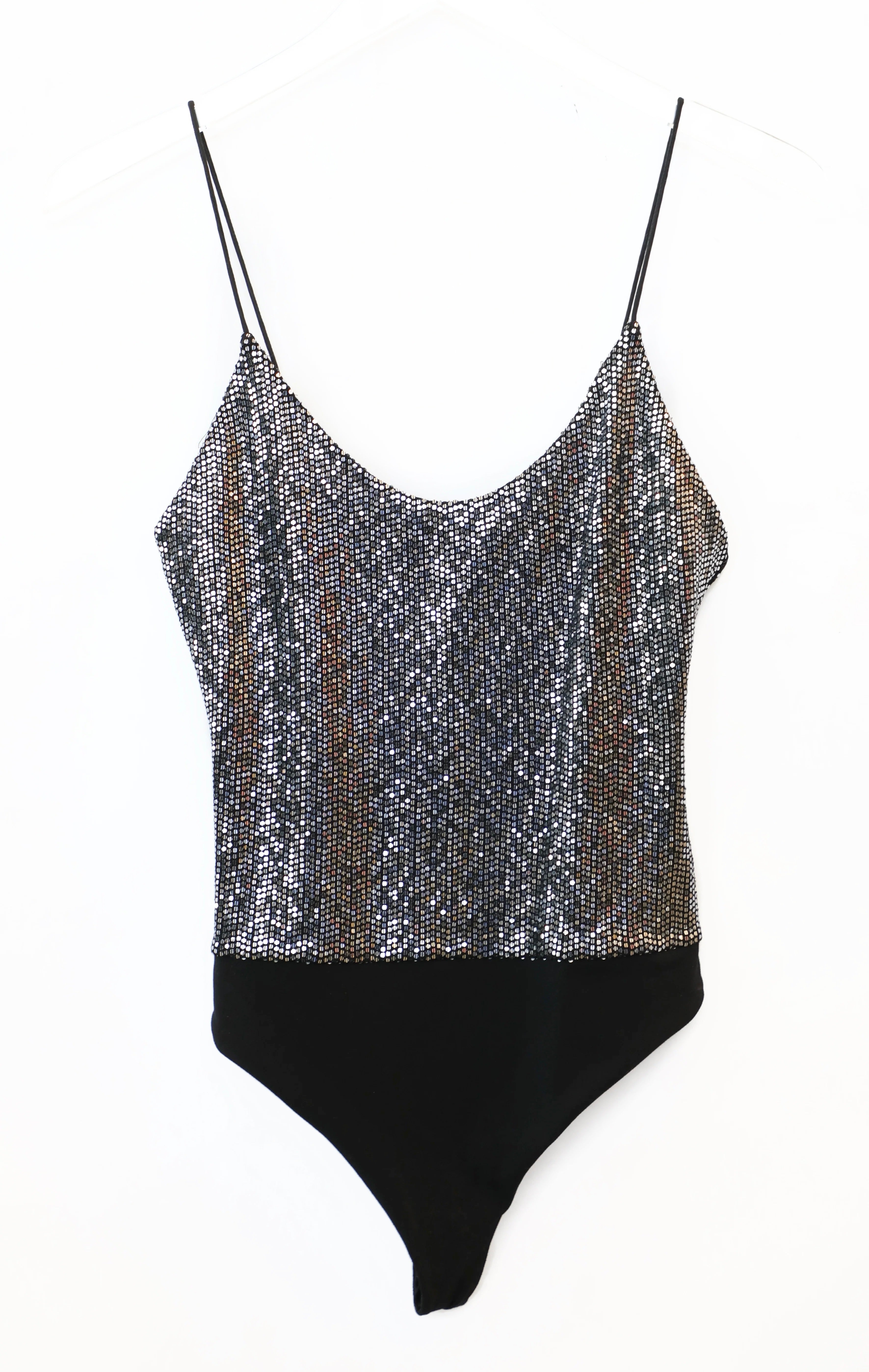 ALICE + OLIVIA black sequin bodysuit