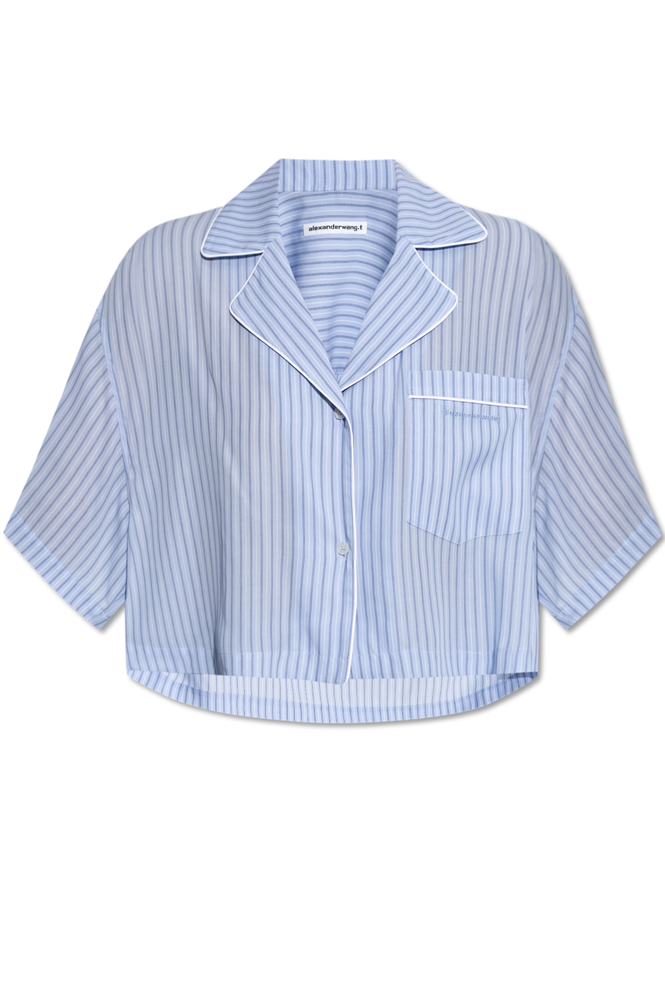 Alexander Wang T Blue & White Striped Cropped Short and Top Set
