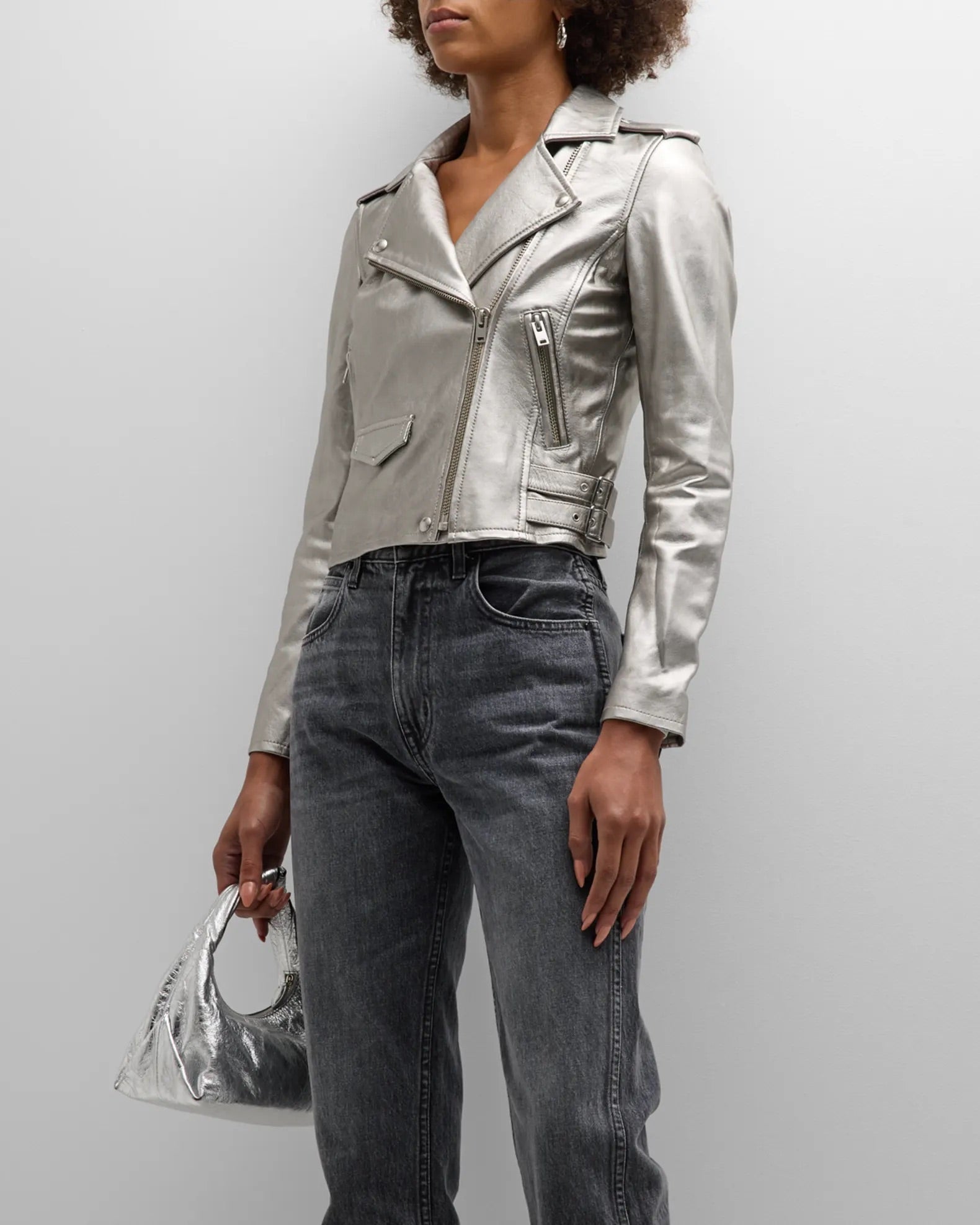 IRO Asheville Cropped Metallic Leather Jacket