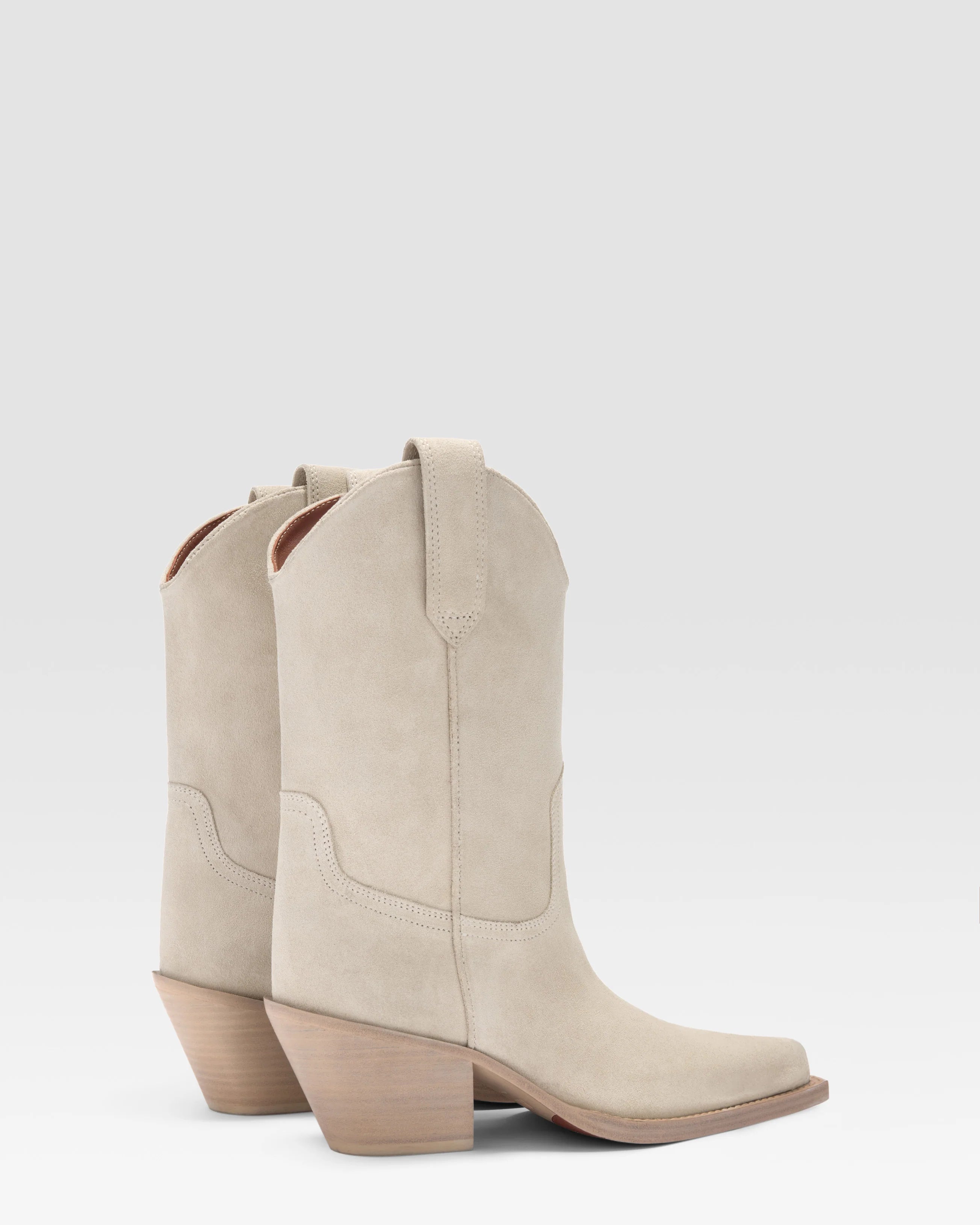PARIS TEXAS taupe heeled ankle cowboy boots