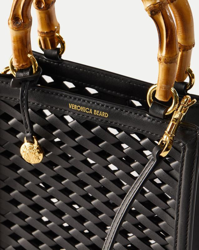 VERONICA BEARD Small Bamboo Woven Leather Shopper